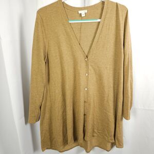 J Jill Womens Large Brown Tan  Wool Blend Long Sleeve Cardigan Sweater